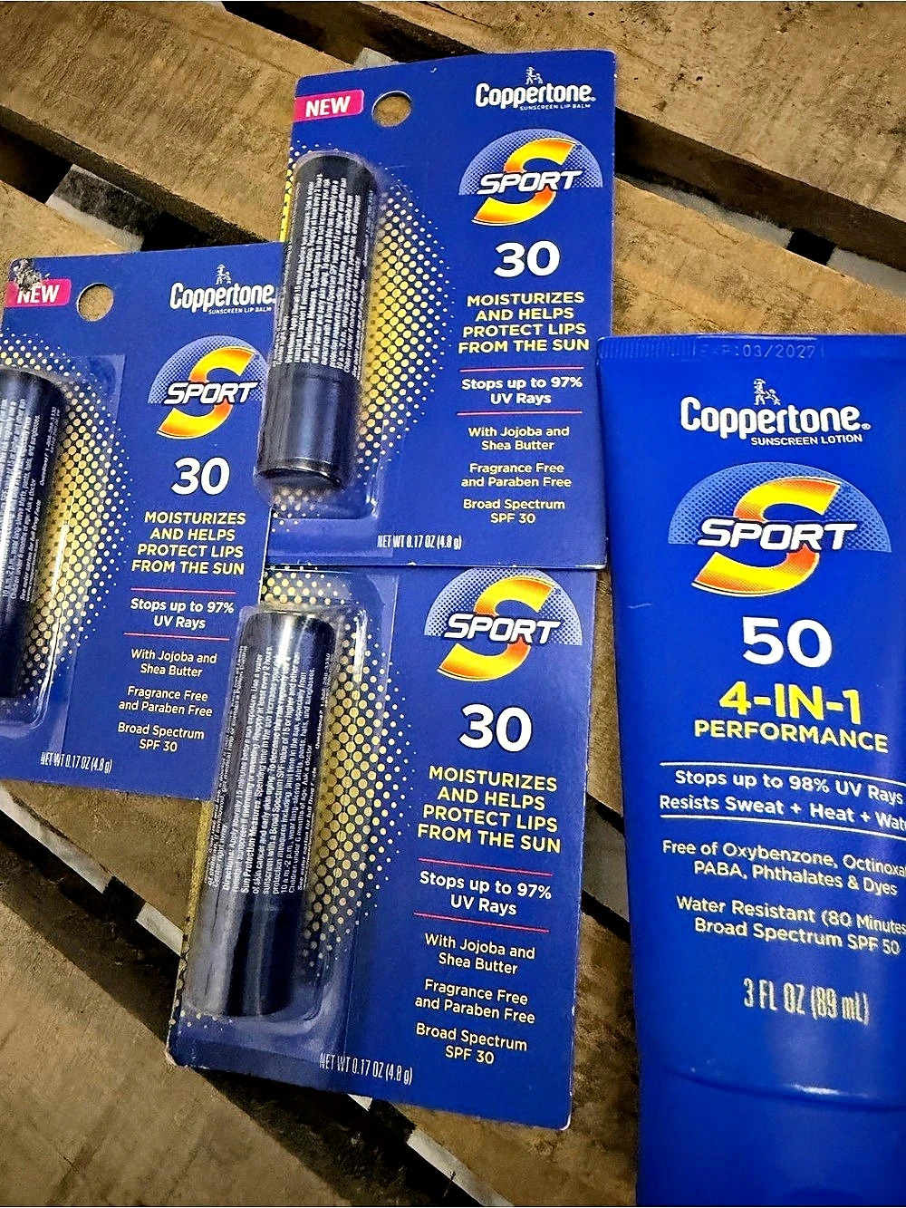 Coppertone Sport lip SPF 30 & SPF 50 4 in 1!Sunscreen Set NWT